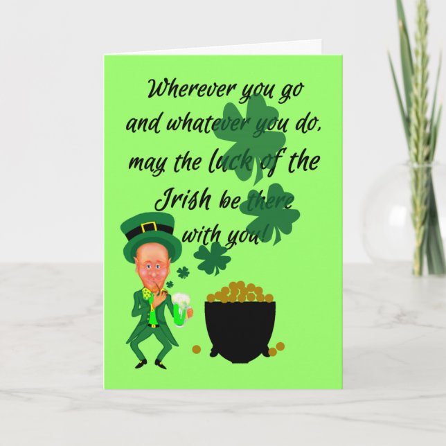 Carte St Patrick's Day Funny Leprechaun Irish Blessing (Devant)
