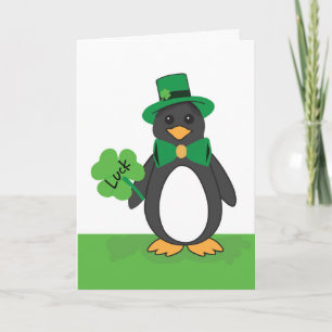 Carte St. Patricks Day Funny Lucky Penguin