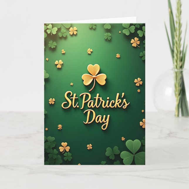 Carte St Patricks Day Gold Clover Card (Devant)