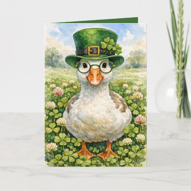 Carte St. Patrick's Day Goose With Glasses (Devant)