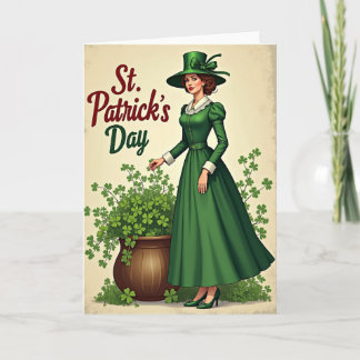 Carte St Patricks Day Green Lady Card
