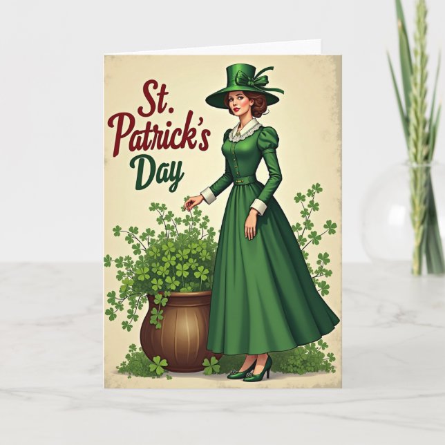 Carte St Patricks Day Green Lady Card (Devant)