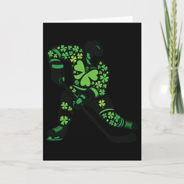 Carte St Patricks Day Hockey Player - Shamrock Spirit Sp (Devant)