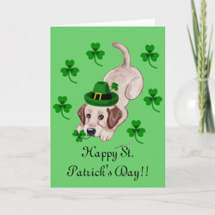 Carte St. Patrick's Day Jaune Labrador Chiot en vert