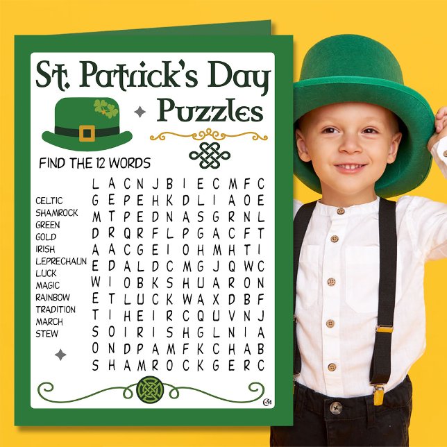 Carte St Patrick's Day Kids Puzzles Activité Card (Créateur téléchargé)