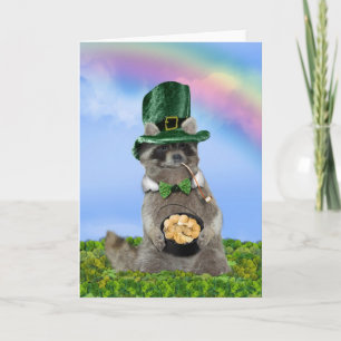 Carte St Patrick's Day - Lucky Raccoon