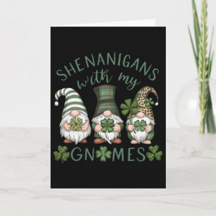 Carte St Patricks Day Lucky Shamrock Léopard Gnomes Iris