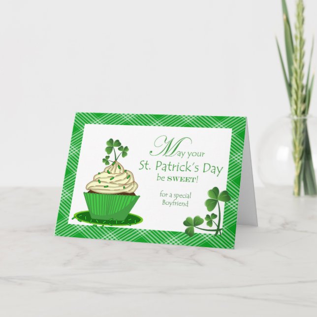 Carte St. Patrick's Day pour un ami avec Cupcake (Devant)