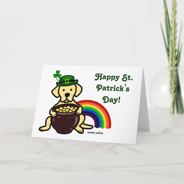 Carte St. Patrick's Day Yellow Lab Rainbow (Devant)