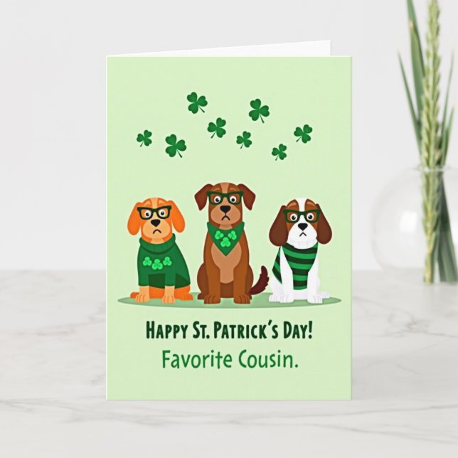 Carte St Patricks Dogs Cousin Card (Devant)