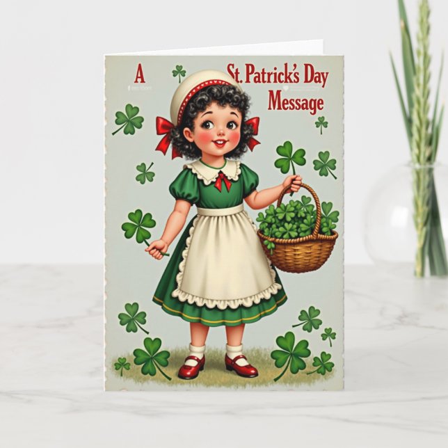 Carte St Patricks Girl Glitter Texture Card (Devant)