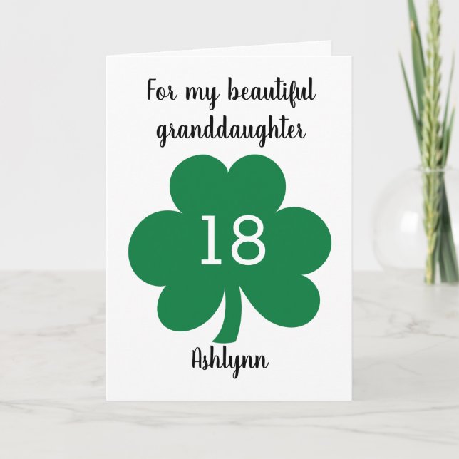 Carte St. Patrick's Green Cloverleaf 18e anniversaire (Devant)