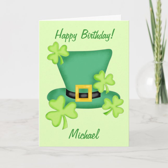 Carte St. Patrick's Happy Birthday Name Personnalisé (Devant)