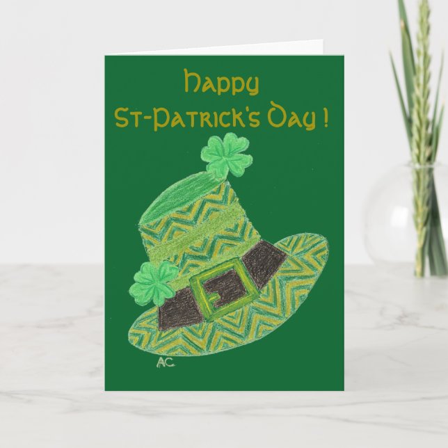 Carte St-Patty pour enfants casquettes du chevron  (Devant)
