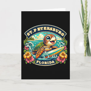 Carte St. Petersberg Floride Mignonne Tortue de Mer Surf