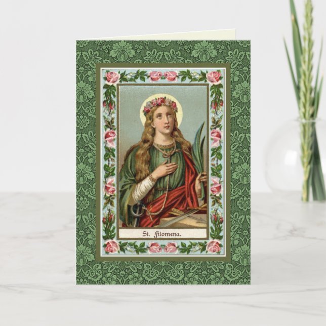 Carte St Philomena Roses Rose Palm Cord (Devant)