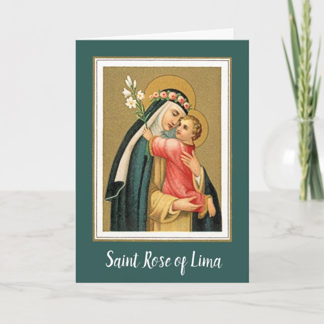 Carte St Rose & le Christ Child (M 023) Salutation blanc (Devant)