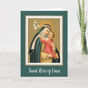 Carte St Rose & le Christ Child (M 023) Salutation blanc