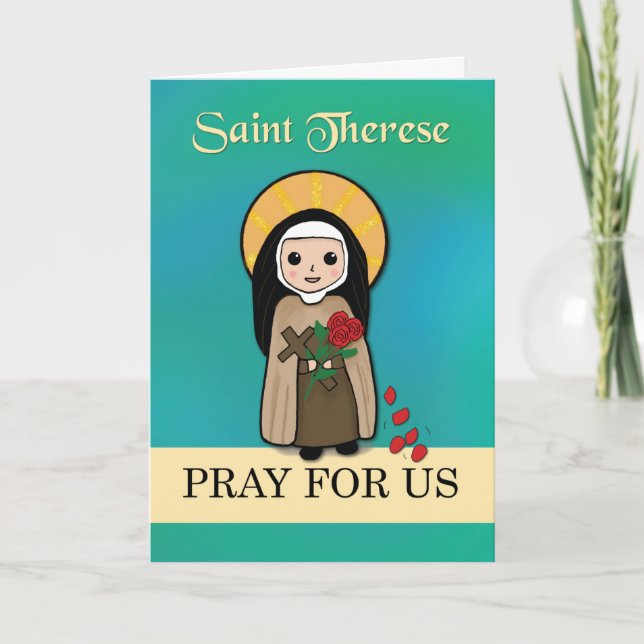 Carte St Therese Lisieux Priez pour nous Simple catholiq (Devant)