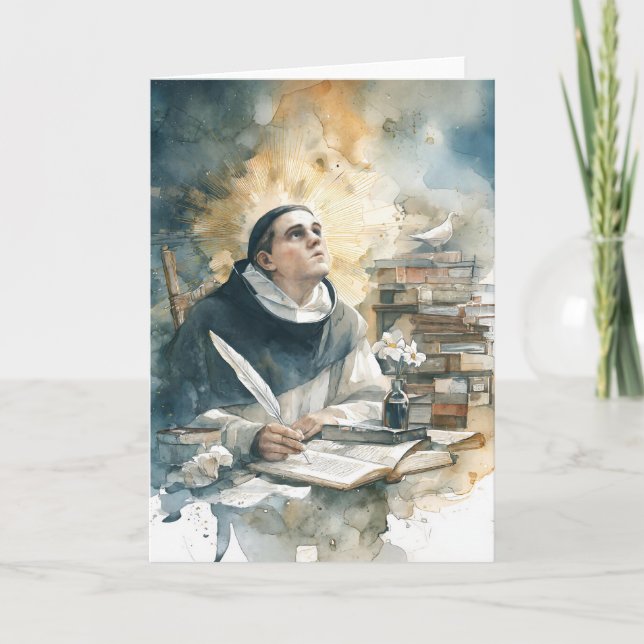 Carte St. Thomas d'Aquin avec plume (Devant)