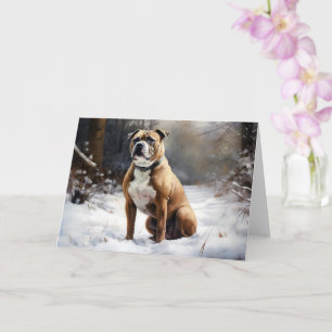Carte Staffordshire Bull Terrier Qu'il neige Noël