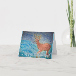 Carte Stag dans la tempête Noël