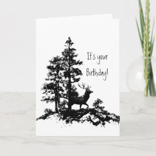 Carte Stag Deer Tree Forêt Animal Masculine Anniversaire
