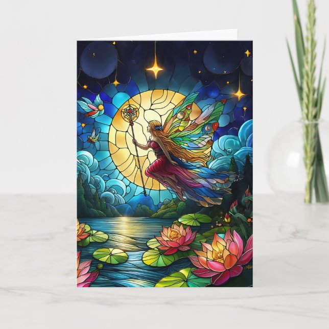 Carte Stained Glass Moonlight Flight Fairy  (Devant)