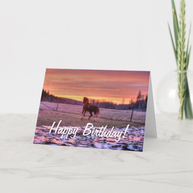 Carte Stallion à la maison au coucher du soleil sur le R (Devant)