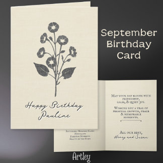 Carte Stamped Morning Gloire Septembre Fleur lin de nais
