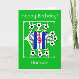 Carte Star de Football (Rayures Mixtes Bleu et Blanc)
