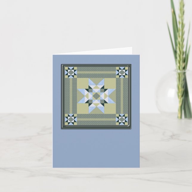 Carte Star Quilt Square en Blue & Greens (Devant)