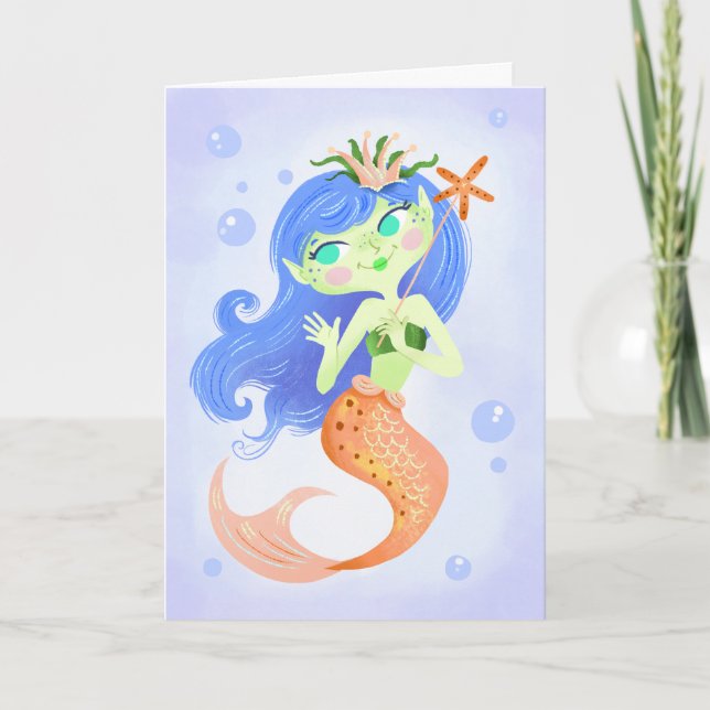 Carte Starfish Mermaid Princesse Anniversaire (Devant)