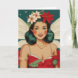 Carte Starlette Pin-Up Rétro Tropical Noël des Années 50