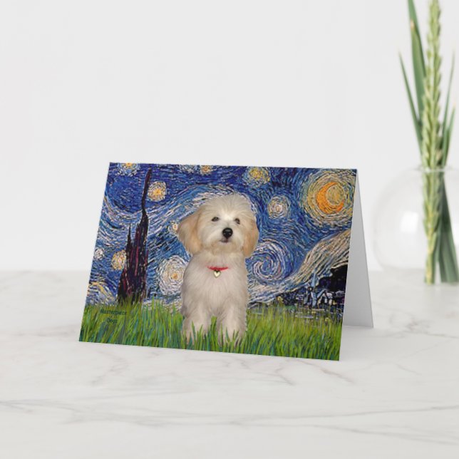 Carte Starry Night - Havanese Puppy (Devant)