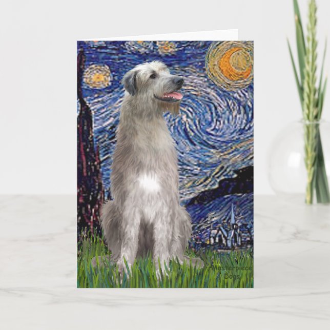 Carte Starry Night - Irish Wolfhound (Devant)