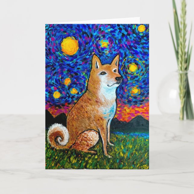 Carte Starry Night Shiba Inu<Blank Inside> (Devant)