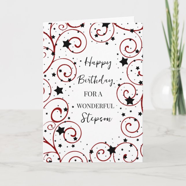Carte Stars et tourbillons Stepson Anniversaire (Devant)