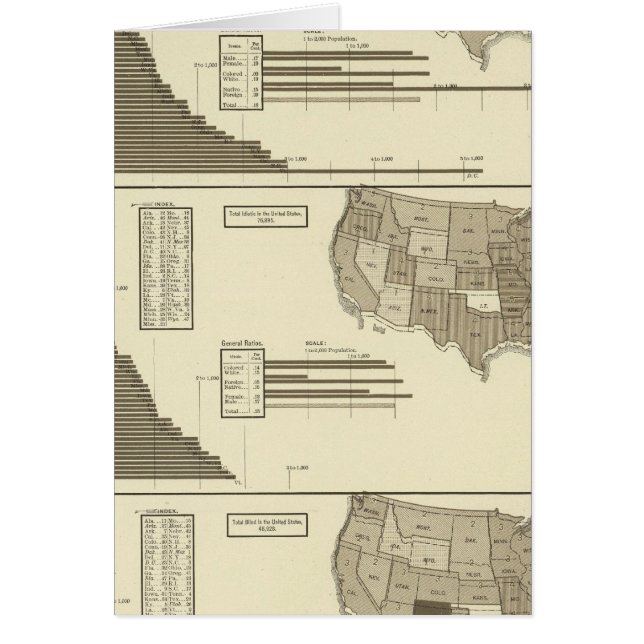 Carte statistique des fous, idiotiques, aveugles (Devant)