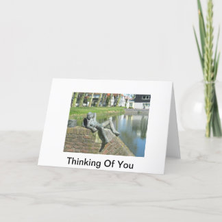 Carte Statue de Greeting Card Of Boy Relaxing by Pond