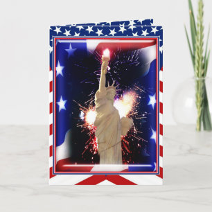 Carte Statue de la Liberté avec Feux d'Artifice pour le