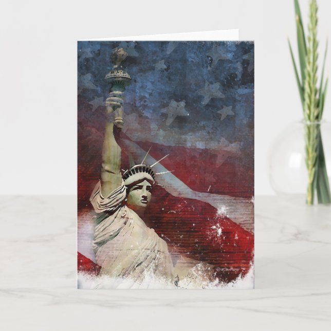 Carte Statue de la liberté et du drapeau américain (Devant)
