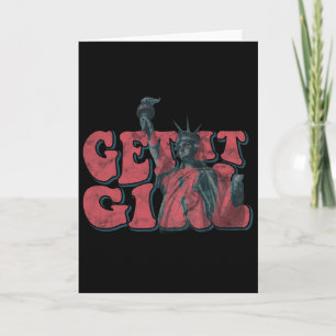Carte Statue de la Liberté Mets-le Girl Patriotique Amér