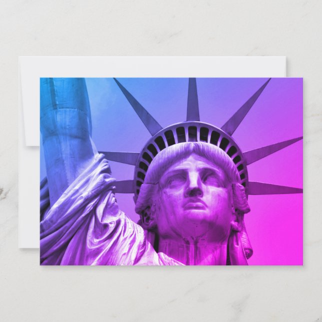 Carte Statue de la Liberté New York Art Pop Bleu Violet (Devant)