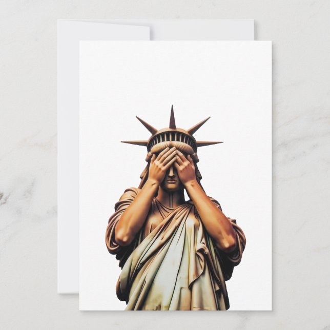 Carte Statue de la Liberté recouvrant son visage de hont (Devant)