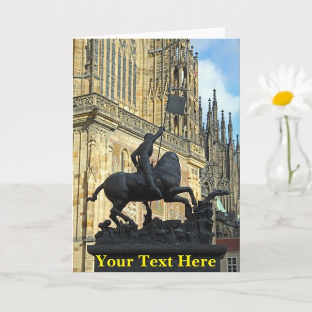 Carte Statue de Prague personnalisable (Petite plante)