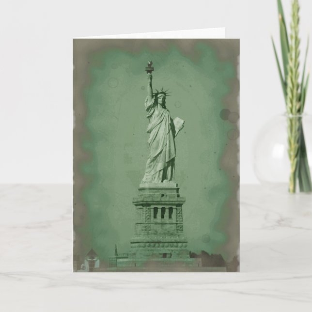 Carte Statue d'effet de photo de la liberté endommagée (Devant)