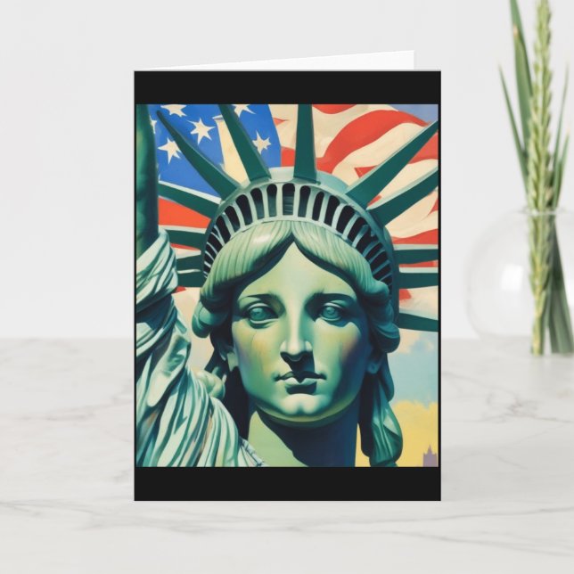 Carte Statue Of Liberty American Flag Art New York T Shi (Devant)