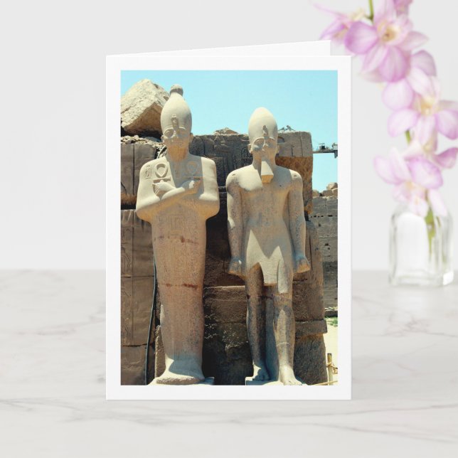 Carte Statues de gardes égyptiens antiques, Luxor, (Orchidée)