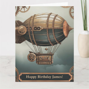 Carte Steampunk Airship Vintage Adventure Design